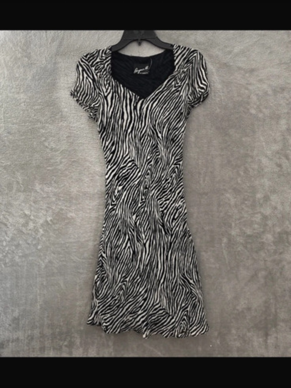Zebra-Print Short Sleeve Mini Dress - Unbranded